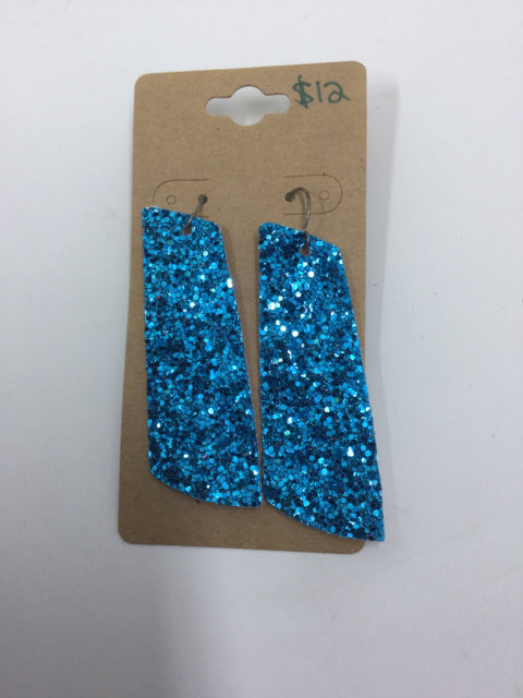 Rectangular Blue Glitter Earring by Ai Dina