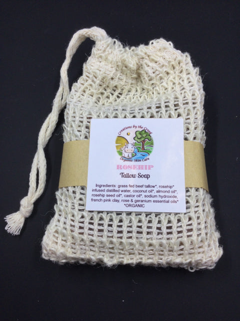 Rosehip Tallow Soap with sisal bag  by Creations by the Creek