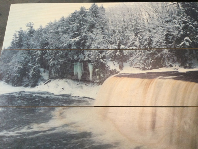 Tahquamenan Falls on Wood by Genna Card