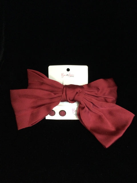 Satin Bow Barrette and Earrings Set by Bow-Aholic Bowtique
