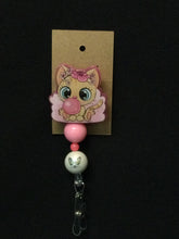 Load image into Gallery viewer, Bubblegum Kitty Beaded Badge Reel by June Bugs
