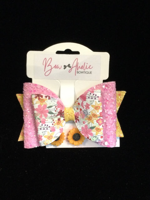 Glitter Bow Barrette and Earrings Set by Bow-Aholic Bowtique