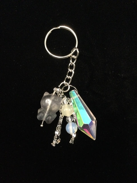 Fluorite Kitty Key Chain by Integrity Crystal Creations