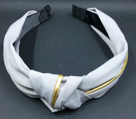 Gray Knot Headband with Gold Stripe by Bow-Aholic