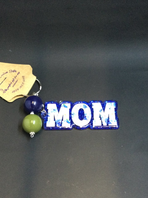 Beaded MOM Keychain  (Blue) by June Bugs