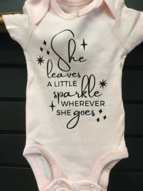 She Leaves A Little Sparkle 0-3 mo. Onesie by Mara Lynn Designs