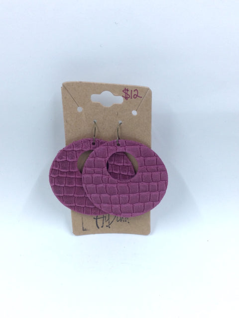 Pink Snakeskin Circle Earring by Ai Dina