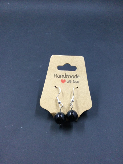 Black Onyx Sterling Silver Hook Earring by Integrity Crystal Creations