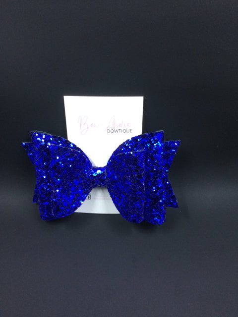 Blue Glitter Bow Barrette by Bow-Aholic