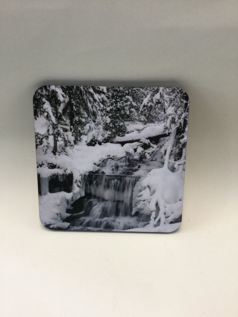Winter Waterfall Photography Coaster by Genna Card