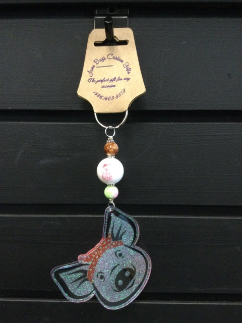 Beaded Ms. Pig Key Chain by June Bugs