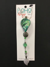 Load image into Gallery viewer, Green Abalone-White Heart Clip-On by Boho Bling
