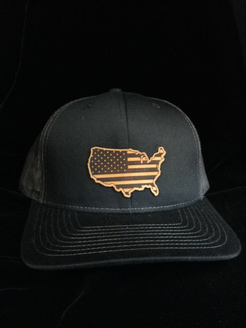 United States Flag Engraved Country on a Black SnapBack