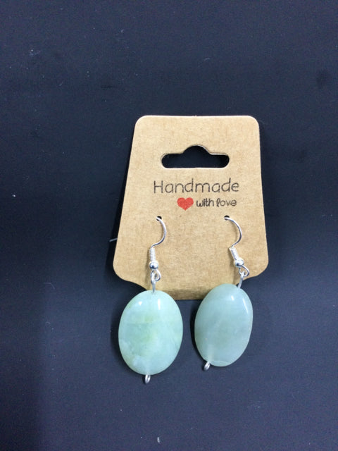 Green Jade, Sterling Silver Plated Hook Earing by Integrity Crystal Creations