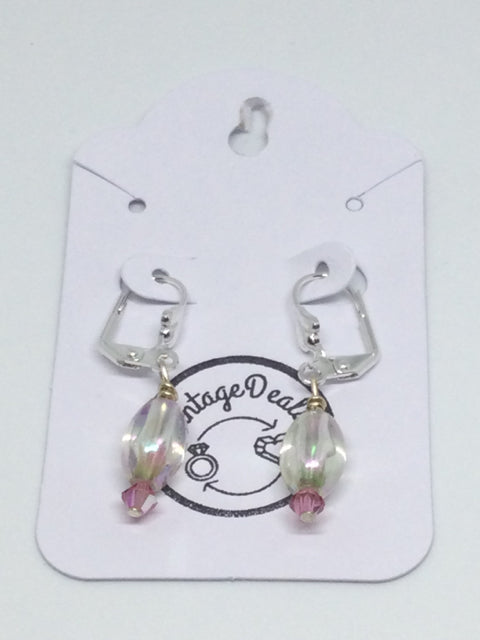 Vintage Pink & Opalescent Bead Earrings by Vintage Deals