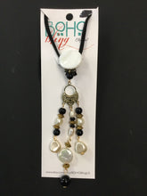 Load image into Gallery viewer, Black &amp; White Pearl 3-Strand Clip-On by BOHO Bling
