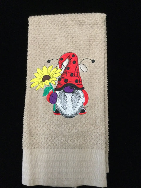 Yellow Daisy Gnome Towel by AC Custom Embroidery & More